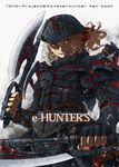  alternate_costume armor axe bad_id bad_pixiv_id belt beret black_gloves blonde_hair breastplate capelet cross dual_wielding english fangs faulds fingerless_gloves flandre_scarlet gloves hair_ribbon hat holding imizu_(nitro_unknown) jaggi_(armor) long_hair monster_hunter open_mouth plate_armor pouch red_eyes ribbon short_hair side_ponytail simple_background smile solo text_focus touhou vambraces visor_(armor) weapon wings 