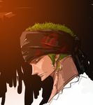  1boy bandanna earrings green_hair jewelry lowres male male_focus one_piece one_piece:_strong_world profile roronoa_zoro solo 