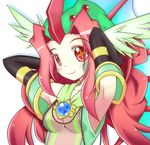  duel_monster evigishki_merrowgeist mermaid monster_girl red_eyes red_hair staff yu-gi-oh! yuu-gi-ou_duel_monsters 