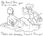  anthro bed clothed clothing crying dialog dialogue duo feline female fire half-dressed human katia_managan khajiit lesbian lying mammal nude prequel sigrid sketch tears text the_elder_scrolls topless unknown_artist video_games 