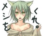  animal_ears calm,_silent_gusta cat_ears duel_monster green_eyes green_hair highres ponytail shintani_tsushiya yu-gi-oh! 