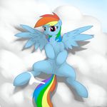  cloud clouds cymek equine female feral friendship_is_magic fur lying mammal my_little_pony nude on_back panties pegasus purple_eyes pussy rainbow_dash_(mlp) solo spread_legs spreading umbramist underwear wings 