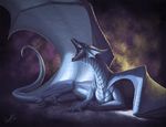  blue_body dragon dragonator feral horn khyaber male open_mouth scalie solo western_dragon wings yawn yawning 