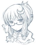  :/ alternate_hairstyle annoyed bespectacled crescent crescent_hair_ornament glasses hair_ornament hair_up hikimayu lockheart long_hair looking_at_viewer monochrome mukyuu no_hat no_headwear patchouli_knowledge simple_background sketch solo touhou white_background 