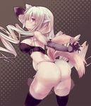  animal_ears armpits ass black_legwear blonde_hair breasts cat_ears claws large_breasts long_hair minchi_(lordofthemince) multiple_tails original pink_eyes see-through sideboob solo tail thighhighs 