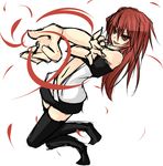  duel_monster hiita midriff red_eyes red_hair shintani_tsushiya skirt thighhighs yu-gi-oh! yuu-gi-ou_duel_monsters 