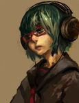  audio-technica bespectacled glasses green_hair gumi headphones red-framed_eyewear short_hair solo vocaloid william_chacha 