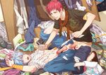  akashi_seijuurou anal blue_eyes blue_hair heterochromia kuroko_no_basuke kuroko_tetsuya male_focus messy multiple_boys pants_around_one_leg red_eyes red_hair scissors shirt spread_legs torn_clothes torn_shirt yaoi yellow_eyes zawar379 