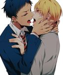  2boys aomine_daiki kise_ryouta kiss kuroko_no_basuke multiple_boys yaoi 