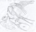  anus avian bird cum cum_in_pussy cum_inside eyes_closed female feral feral_on_feral lying male on_back penetration penis pussy sketch spread_legs spreading swallow_(bird) vaginal vaginal_penetration windpaw wings 