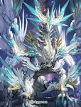  claws closed_mouth crystal_dragon dragon looking_at_viewer no_humans official_art rock shingeki_no_bahamut space spikes standing star_(sky) takayama_toshiaki watermark wings 