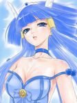  aoki_reika bare_shoulders blue blue_eyes blue_hair bow breasts choker cleavage cure_beauty hair_tubes head_wings highres large_breasts lips looking_at_viewer precure rasukaru smile_precure! solo tiara 