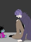  bad_id bad_pixiv_id coat doll doll_(ib) garry_(ib) grktonly hair_over_one_eye horror_(theme) ib lonely purple_hair short_hair sitting talking 