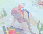  blue_eyes bubble gen_1_pokemon kasumi_(pokemon) mata_tabi ocean plant pokemon pokemon_(anime) pokemon_(creature) seaking short_hair shorts side_ponytail starmie suspenders underwater water 