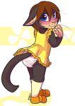  blush cat cub cute diaper dress embarrassed feline infantilism looking_at_viewer looking_back male mammal smile solo strawberryneko young 