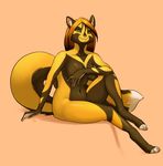  canine female fox looking_at_viewer mammal mistresssparkles nude orange04 paws sitting smile yellow_theme 
