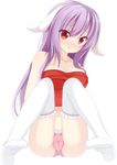  alternate_costume animal_ears bad_id bad_pixiv_id bare_shoulders blush breasts bunny_ears cameltoe chimunge cleavage collarbone long_hair medium_breasts open_mouth panties pink_hair pink_panties red_eyes reisen_udongein_inaba solo thighhighs touhou underwear white_background white_legwear 