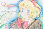 bad_id bad_pixiv_id blonde_hair blue_eyes bow character_name dress flower hair_ribbon lily_of_the_valley mary_(jun'ichi) medicine_melancholy ribbon solo touhou traditional_media 