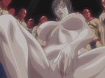  1girl animated animated_gif audience breasts brown_hair discipline glasses kaneda_maiko large_breasts long_hair mask multiple_boys nude open_mouth pussy red_eyes spread_legs uncensored 