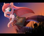  anthrofied blue_eyes blush dress equine female friendship_is_magic grass hair horse mammal my_little_pony outside oze pink_hair pinkamena_(mlp) pinkie_pie_(mlp) pony solo straight_hair sunset 
