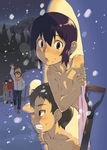  bad_id bad_pixiv_id blush caught commentary_request male_focus multiple_boys nude open_mouth original quinzhee snow snow_shelter sweat takatsu_keita waving winter yaoi 