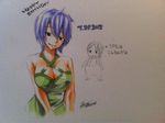  1girl blue_hair breast_press breasts fairy_tail kinana_(fairy_tail) large_breasts mashima_hiro official_art purple_hair 