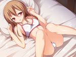  bad_id bad_pixiv_id banned_artist bed blush brown_hair hair_down lying on_back red_eyes shikano_sumiaki silica solo sword_art_online underwear underwear_only 