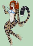  breasts cheetah clothed clothing feline female hair licking licking_lips mammal red_hair skimpy solo speed_(artist) swimsuit tongue undressing 