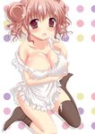  cleavage cream erect_nipples hidamari_sketch hiro naked_apron tagme thighhighs 