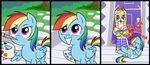  blue_eyes comic cutie_mark equine female feral friendship_is_magic hair horse laughter madmax male mammal multi-colored_hair my_little_pony paint paintbrush pegasus pony purple_eyes rainbow_dash_(mlp) rainbow_hair royal_guard_(mlp) smile wings young 