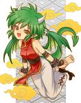  alternate_costume baggy_pants bandages barefoot bracelet bridal_gauntlets china_dress chinese_clothes draco_centauros dragon_girl dragon_horns dragon_tail dragon_wings dress fang feet girotin_ginza green_hair green_wings horns jewelry madou_monogatari monster_girl open_mouth pants pointy_ears puffy_pants puyopuyo sash short_hair soles tail tail_raised toes wings yellow_eyes 