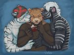  biceps big_muscles cupcake cute feline fur kissing licking male mammal muscles red_panda rivers tiger tongue voondahbayosh white_tiger 