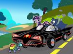  batman batman_(series) cape cardboard_cutout clothing costume derpy_hooves_(mlp) doll equine female friendship_is_magic horn horse mammal my_little_pony outside pegasus pixelkitties pony purple_eyes reptile road scalie smoke tree turtle twilight_sparkle_(mlp) unicorn wings wood yellow_eyes 