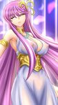  athena breasts eyes_closed highres hiro_(hankakudouga) jewelry kido_saori large_breasts long_hair lots_of_jewelry nipples purple_hair saint_seiya 