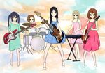  akiyama_mio alternate_hairstyle bad_id bad_pixiv_id bass_guitar black_eyes black_hair blonde_hair blue_eyes blush brown_hair drum guitar hime_cut hirasawa_yui instrument k-on! keyboard_(instrument) kotobuki_tsumugi long_hair looking_at_viewer microphone multiple_girls nakano_azusa open_mouth short_hair simple_background smile tainaka_ritsu very_long_hair 