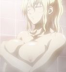  1girl bathing blonde_hair breasts eyes_closed female freezing_(series) highres large_breasts long_hair nude satellizer_el_bridget solo wet 