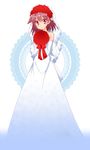  bad_id bad_pixiv_id blush bouquet bridal_veil dress flower highres miyanaga_teru red_hair ribbon rose saki short_hair solo sou_(mgn) veil wedding_dress 