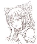  bow crying hair_bow hakurei_reimu lockheart monochrome simple_background sketch solo tears touhou white_background 