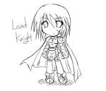  armor boots chibi greyscale kaminagi_(kaminagi-tei) knight knight_(ragnarok_online) lord_knight monochrome ragnarok_online skirt solo 