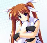  gloves lyrical_nanoha magical_girl mahou_shoujo_lyrical_nanoha_strikers rakkyo solo takamachi_nanoha thighhighs twintails 