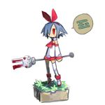  blue_hair bunny detached_sleeves disgaea faux_figurine hair_ribbon harada_takehito nippon_ichi original pleinair pointy_ears polearm red_eyes ribbon short_hair solo spear thighhighs usagi-san weapon 