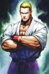  artist_request blonde_hair blue_eyes bracer crossed_arms dougi fatal_fury geese_howard japanese_clothes jewelry male_focus necklace scar snk solo the_king_of_fighters 