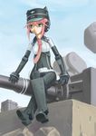  busou_shinki doll_joints hat headphones murmeltier necktie pink_hair solo ugai_yuichi 