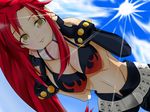  adjusting_hair bad_id bad_pixiv_id bent_over bikini_top breasts chihi cleavage day large_breasts long_hair red_hair scarf short_shorts shorts solo sun tengen_toppa_gurren_lagann yoko_littner 