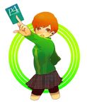  jacket lowres persona persona_4 pote_(uzzz) satonaka_chie school_uniform short_hair shorts skirt solo yasogami_school_uniform 