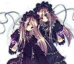  bad_id bad_pixiv_id blonde_hair blue_eyes gothic_lolita hiiroen hortense lolita_fashion long_hair multiple_girls purple_eyes roman sound_horizon violette 