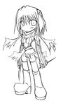  assassin_cross boots chibi elbow_gloves gloves greyscale kaminagi_(kaminagi-tei) monochrome ragnarok_online skirt solo 