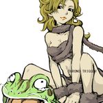  ayla_(chrono_trigger) bad_id bad_pixiv_id blonde_hair chrono_trigger kaeru_(chrono_trigger) kuruuya monster smirk tail tears 