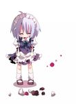  ahoge ana_(rznuscrf) apron apron_grab bobby_socks broken closed_eyes food izayoi_sakuya maid maid_headdress mary_janes shoes short_hair silver_hair socks solo standing tears tomato touhou vegetable waist_apron younger 