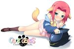  animal_ears blue_eyes blush code_geass dog_ears dog_tail helmet kallen_stadtfeld kantoku kemonomimi_mode pink_hair short_hair socks solo tail 